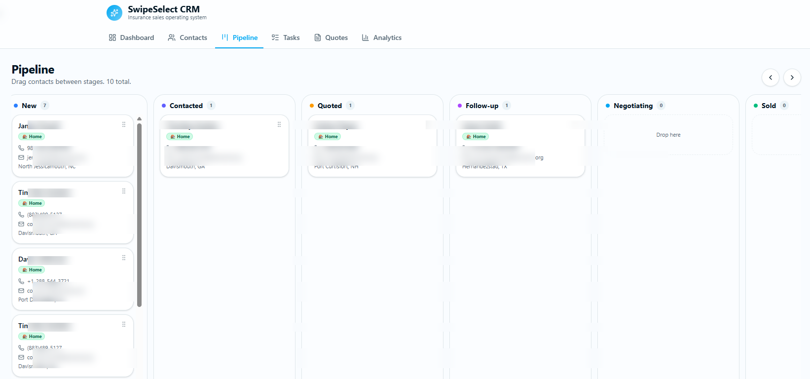 SwipeSelect CRM Pipeline screenshot